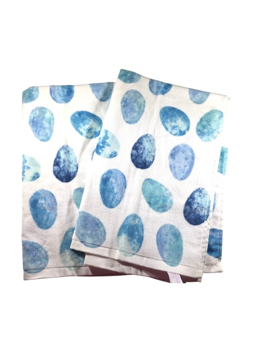 Set of 2 Kitchen hand Towels Isaac Mizrahi New York Blue Egg Print Cotton linens